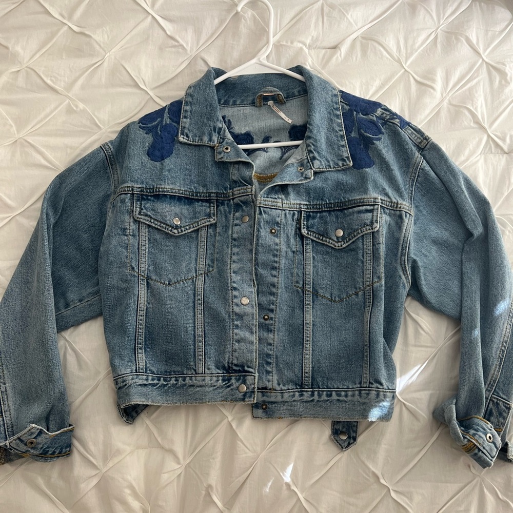 Free People Jean Jacket with Floral detail